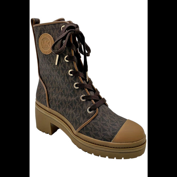 Michael Kors Women's Corey Logo Combat Boot Brown - Medium - Picture 1 of 3